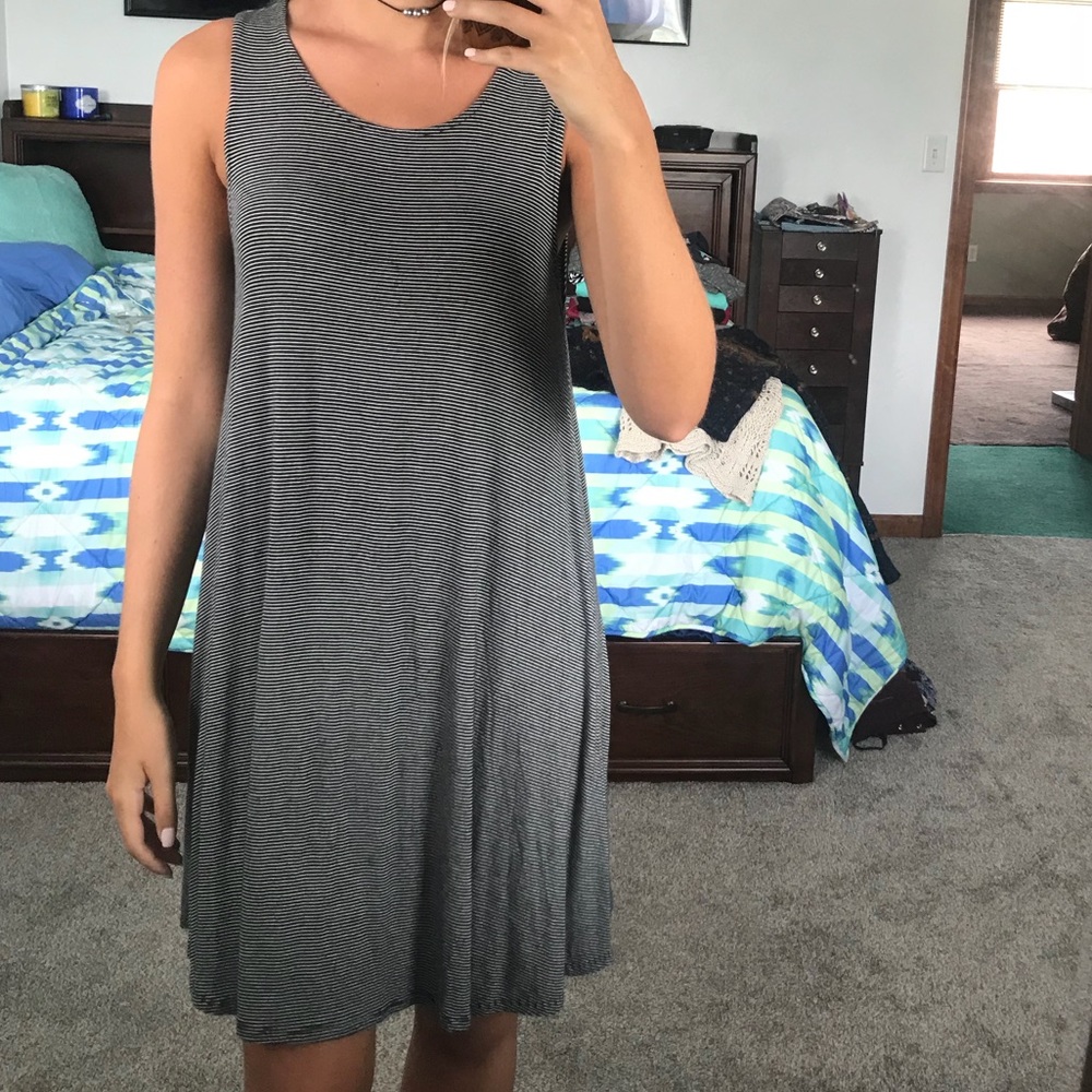American Eagle Gray and Black Striped Dress